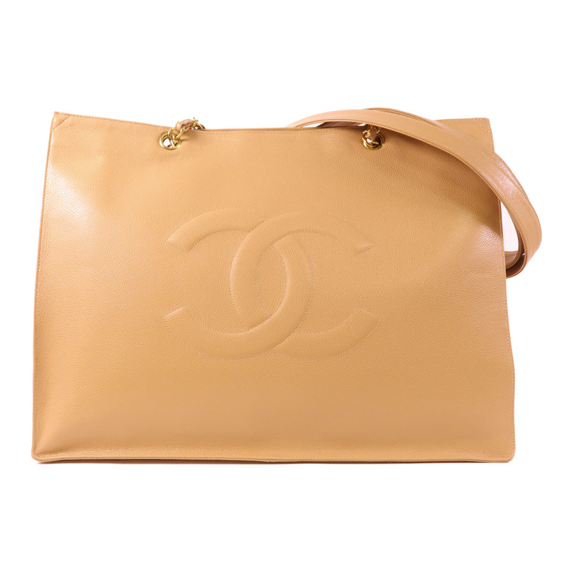 CHANEL 牛皮皮革Vintage Large Tote Bag金扣肩背袋-0