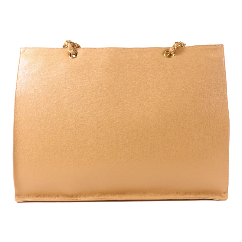 CHANEL 牛皮皮革Vintage Large Tote Bag金扣肩背袋-1