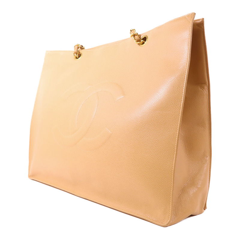 CHANEL 牛皮皮革Vintage Large Tote Bag金扣肩背袋-2