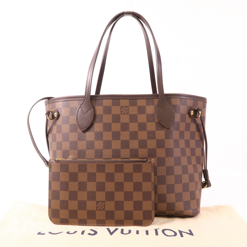 LOUIS VUITTON Damier Neverfull PM金扣肩背袋-7