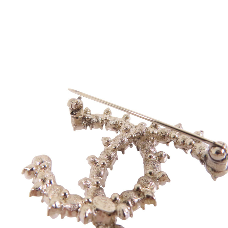 CHANEL 金屬/水鑽/仿珍珠CC Brooch金扣胸針-7