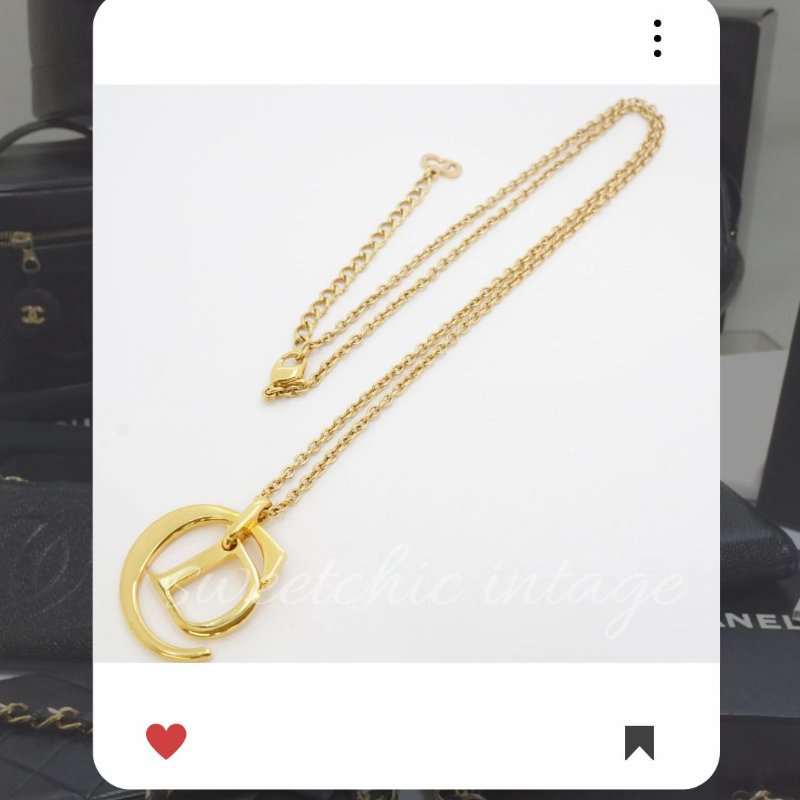 💖9月新品上架 🔥甜價 限時折扣 💖 ✨ChristianDior CD Logo necklace DIOR 金色水鑽頸鏈 經典DIOR 頸項款-10