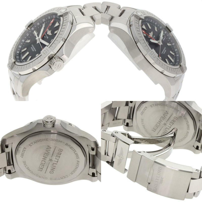 百年靈 A32397 復仇者自動 GMT 43 不鏽鋼男士手錶-4