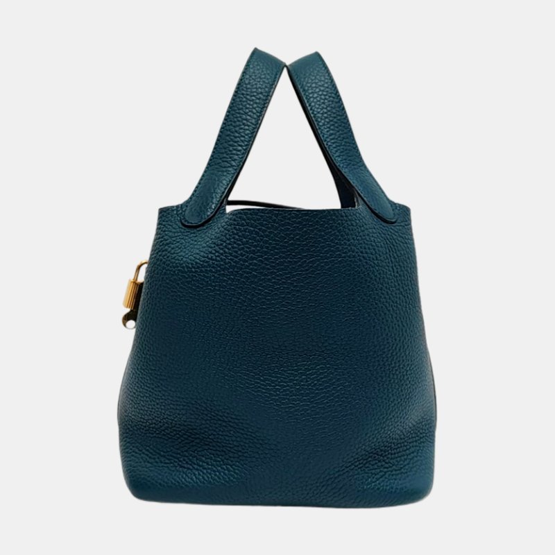 HERMÈS Picotin Lock 18 鴨子藍Clemence牛皮菜籃子手提包 金色五金 D刻-2