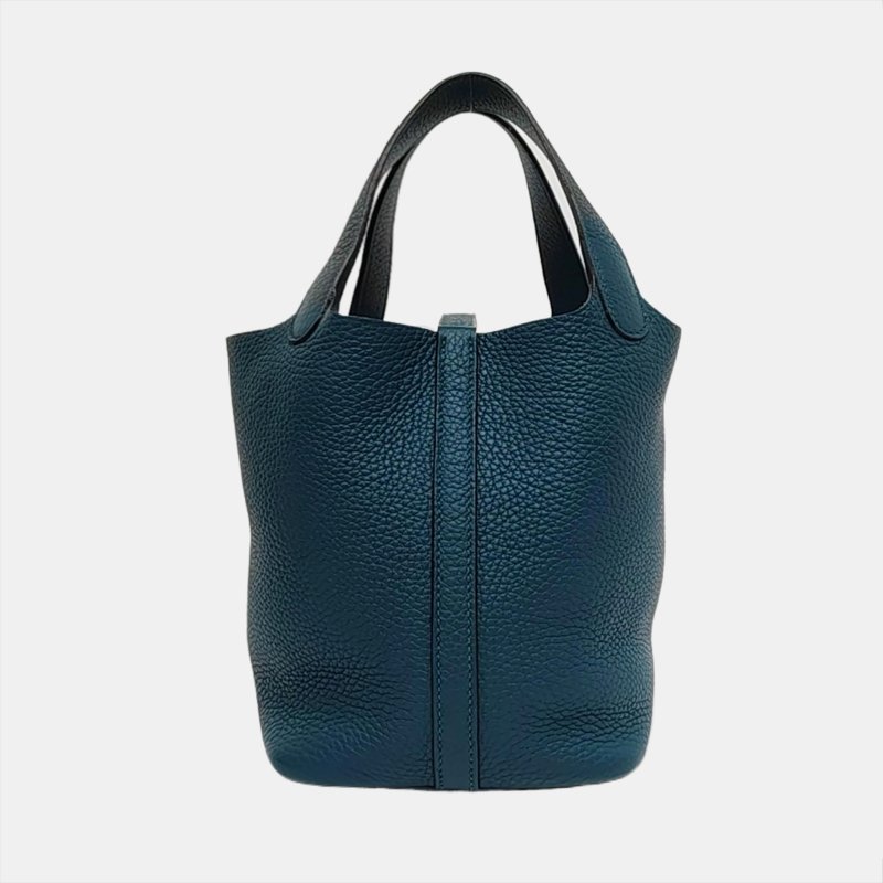 HERMÈS Picotin Lock 18 鴨子藍Clemence牛皮菜籃子手提包 金色五金 D刻-4