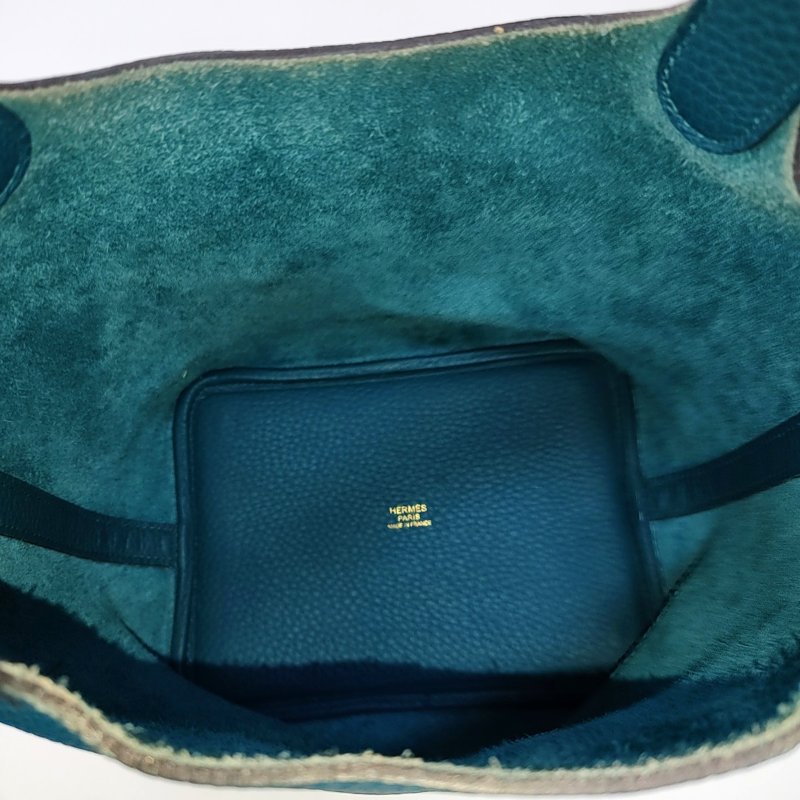 HERMÈS Picotin Lock 18 鴨子藍Clemence牛皮菜籃子手提包 金色五金 D刻-6
