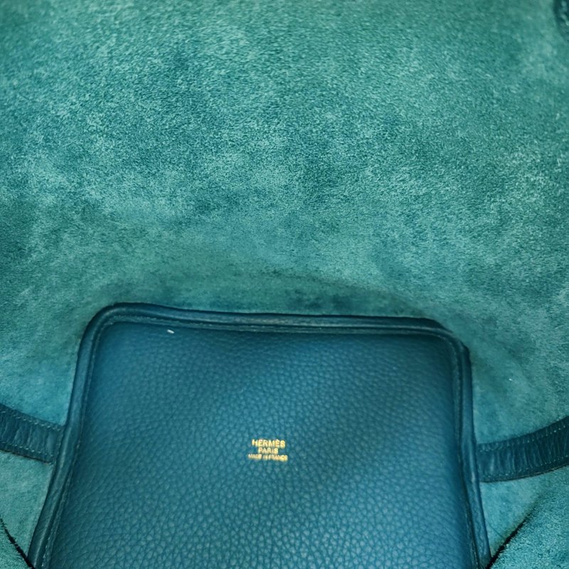 HERMÈS Picotin Lock 18 鴨子藍Clemence牛皮菜籃子手提包 金色五金 D刻-9