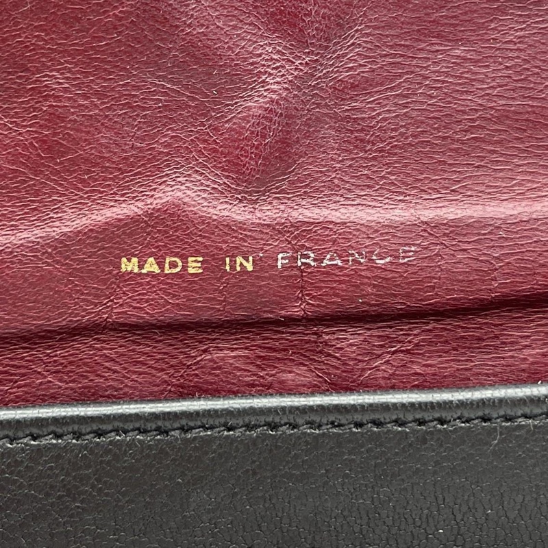 ✨ CHANEL 🌟香奈兒經典老香包 – 法國製造 絕版款 ✨ 轉釦 雙鏈 黑金羊 厚羊皮古董包-15