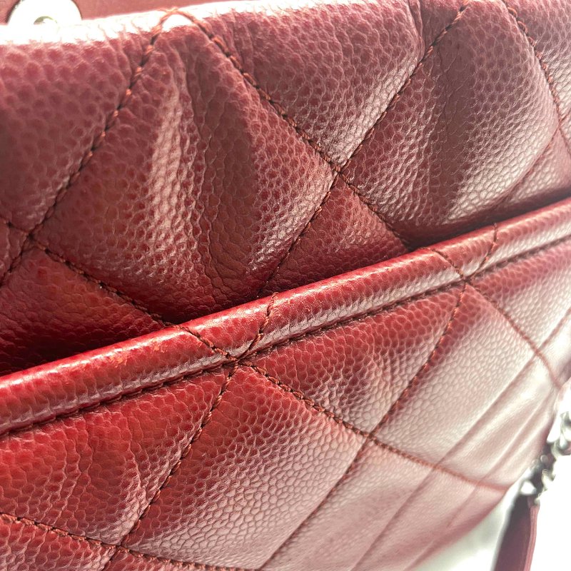 CHANEL紅銀荔枝紋Matelasse鍊帶肩背包-12