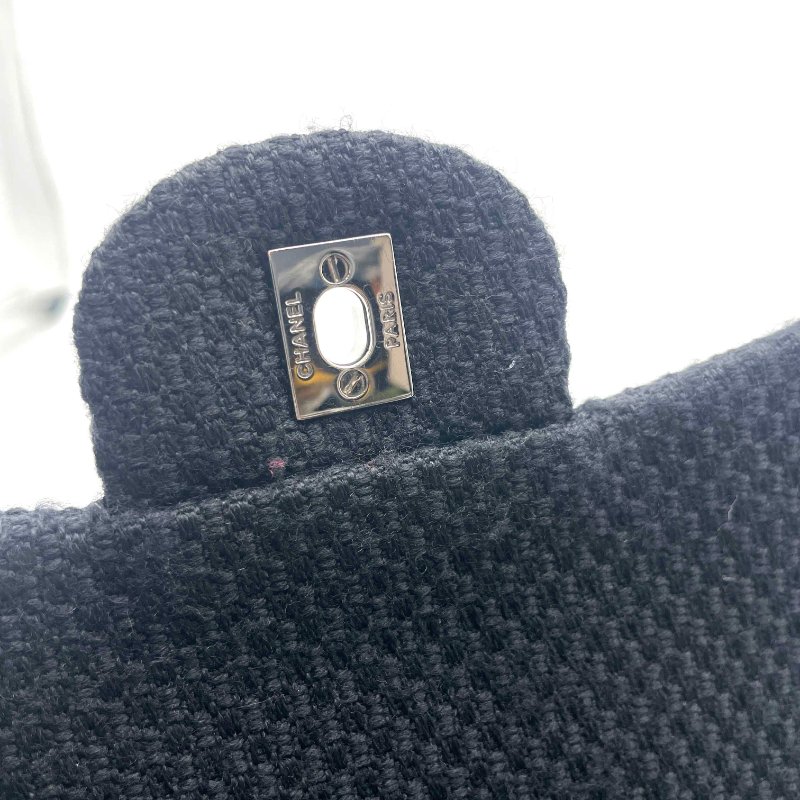 稀有收藏款 CHANEL黑色毛呢滿版水鑽雙C Logo Jumbo鍊包-12