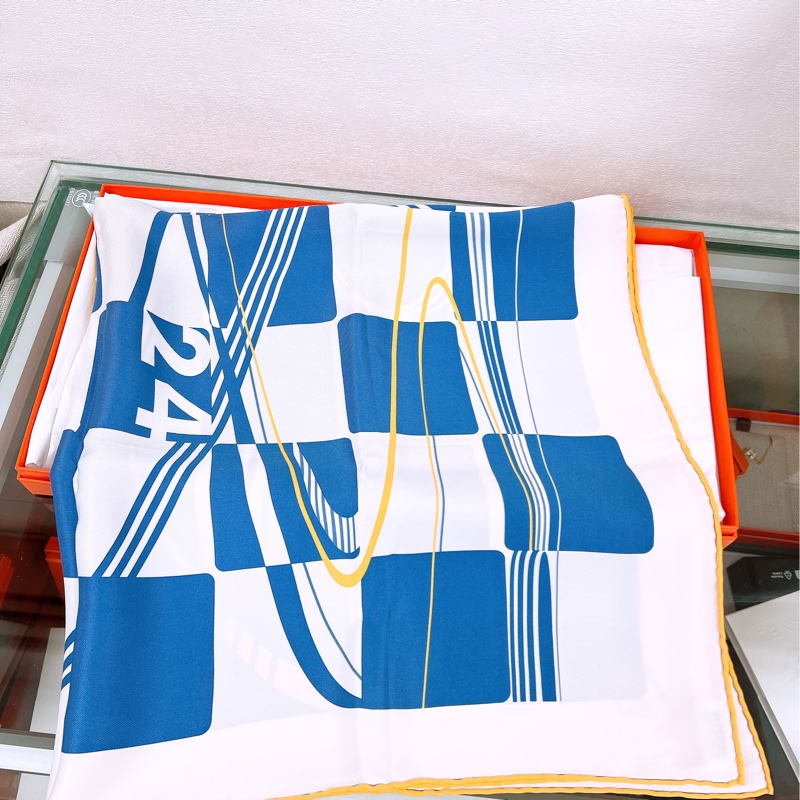 Hermes 藍白絲巾65方巾/披肩-4