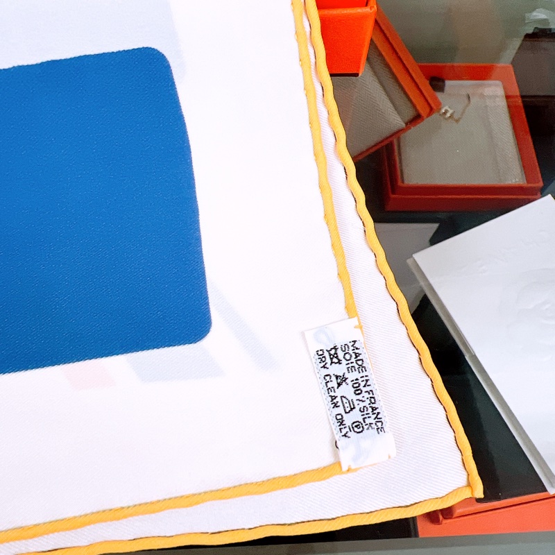 Hermes 藍白絲巾65方巾/披肩-5