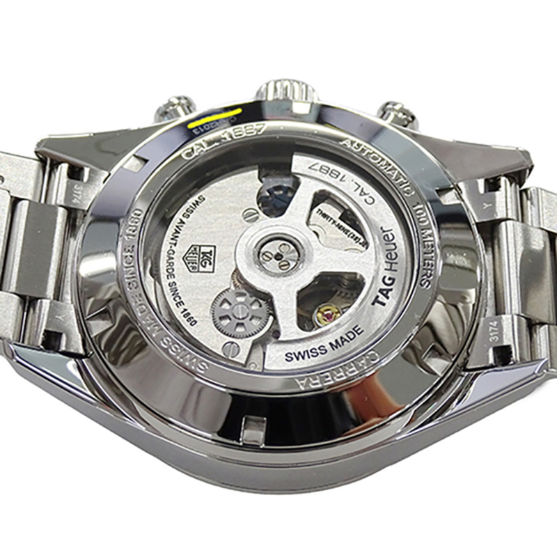 泰格豪雅卡萊拉系列 CAR2013 男士腕錶,1887 型機芯,計時碼錶,自動上鍊,不鏽鋼,銀灰色,拋光錶背-6