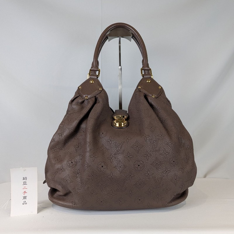 莉亞精品♡LV Mahina 金釦駝色肩背包 二手美包-2