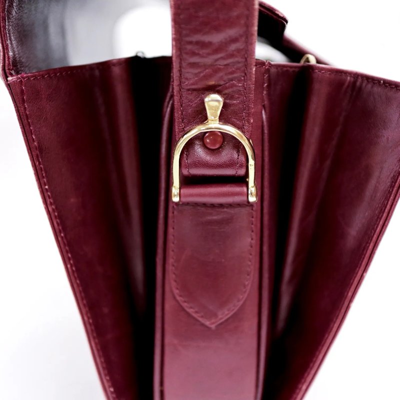 CELINE 馬車扣酒紅色皮革手袋-10
