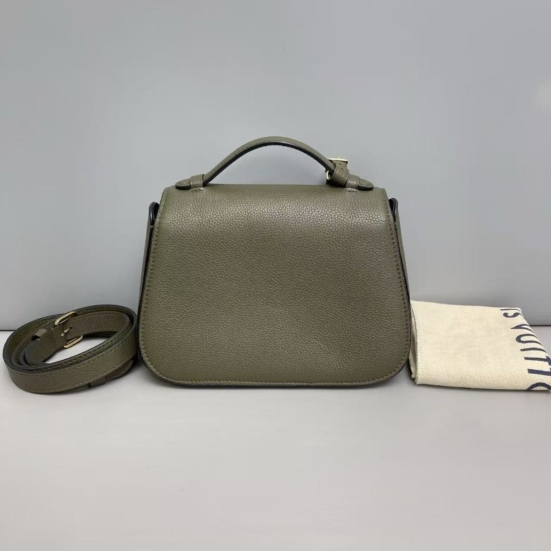 LV路易威登 vivienne軍綠色荔枝紋郵差包 肩背包 斜背包-1