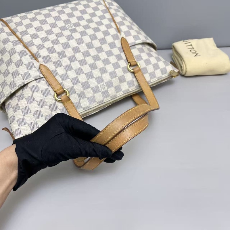 LV路易威登totally白棋盤格購物袋 肩背包-6