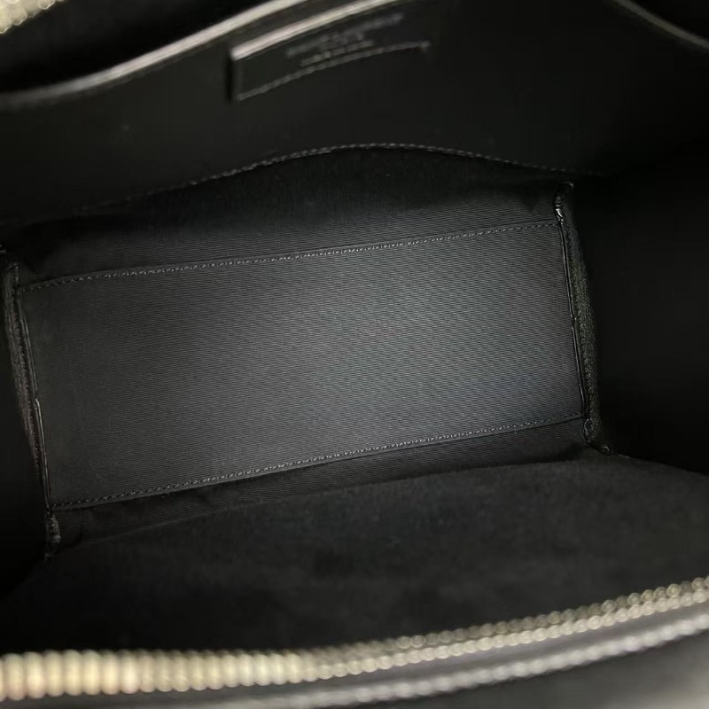 YSL聖羅蘭 黑灰色帆布拼皮uptown托特包 肩背包-8