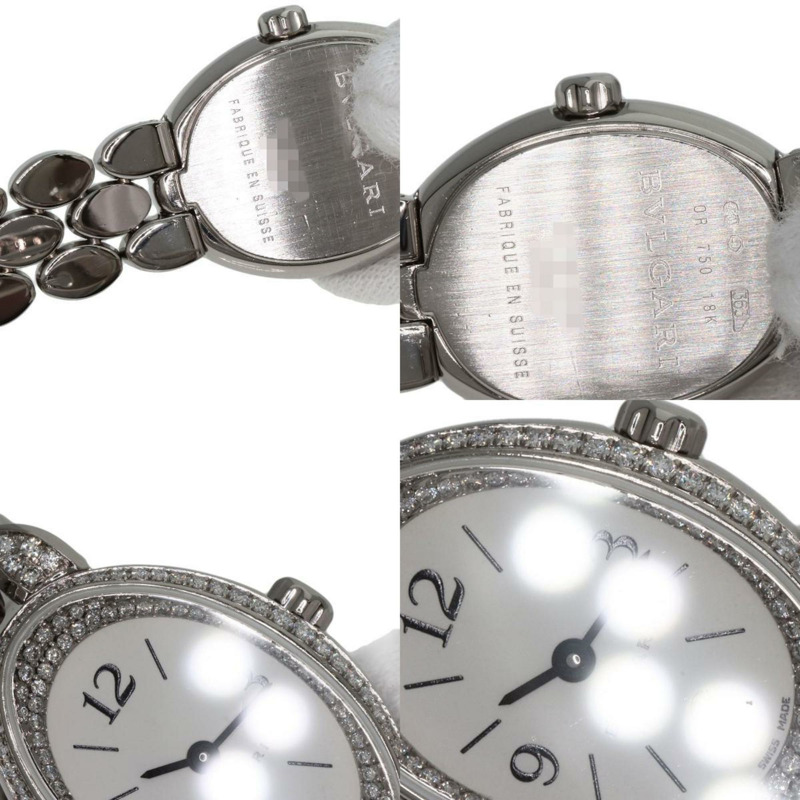 寶格麗 0VW27G 橢圓形鑽石腕錶，附錶圈和錶帶，18K 白金/18KWG，女士款-8