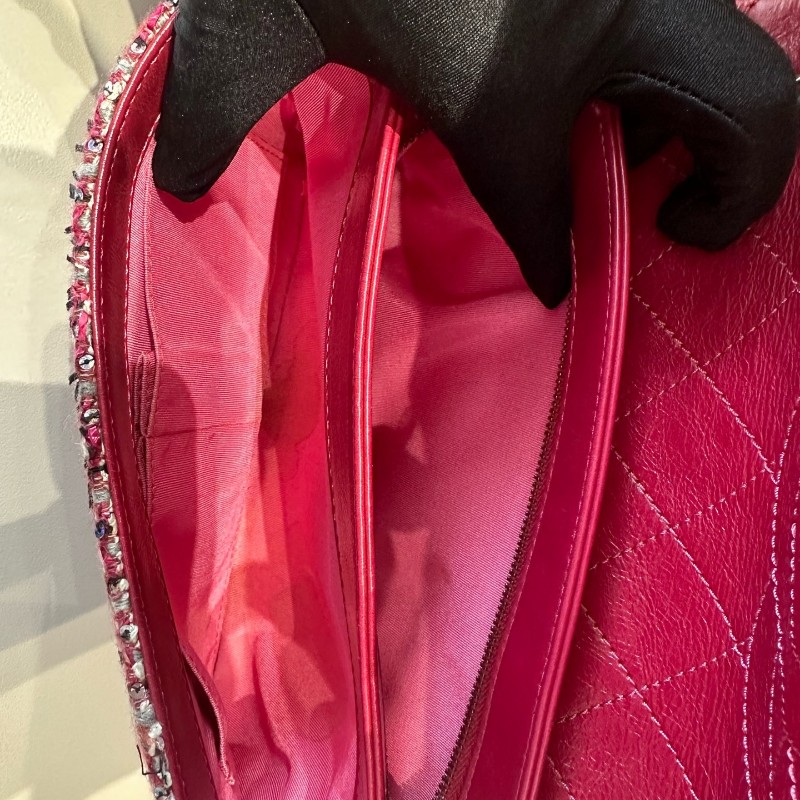 Chanel香奈兒 編織款 紅色肩背包 斜背包 底長25cm-4