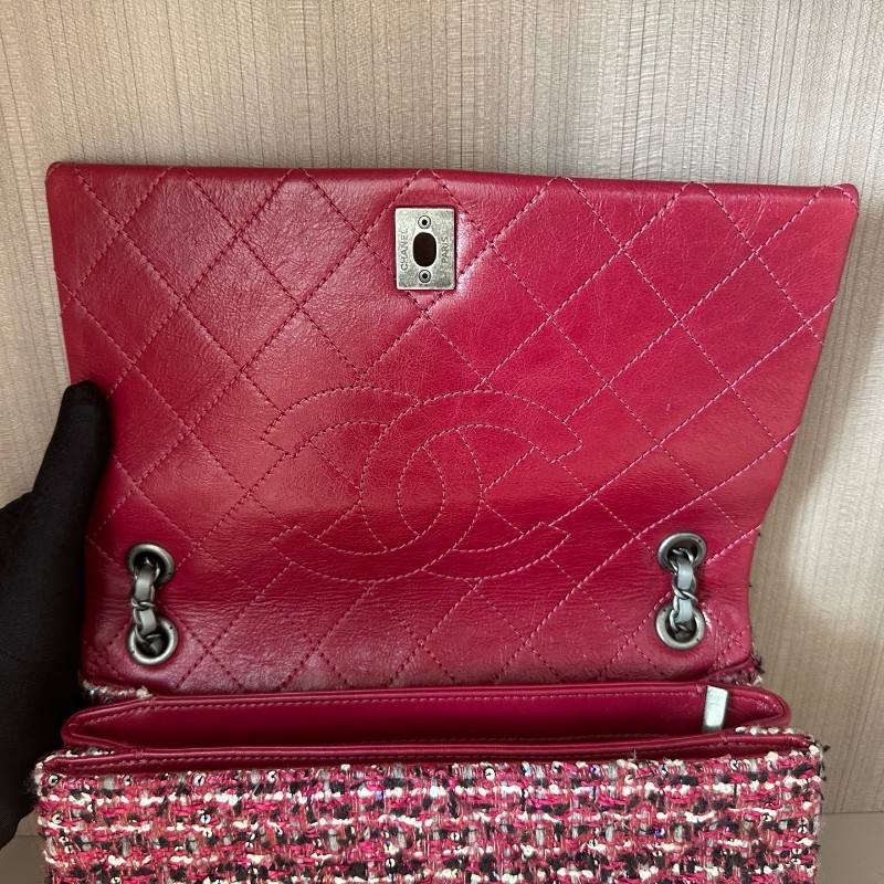 Chanel香奈兒 編織款 紅色肩背包 斜背包 底長25cm-6