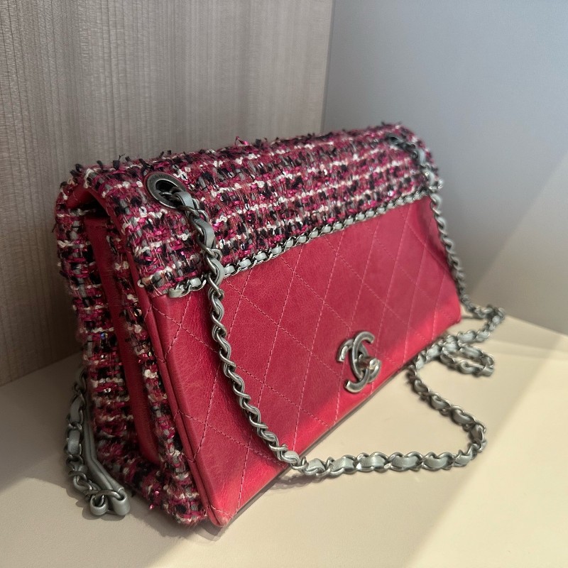 Chanel香奈兒 編織款 紅色肩背包 斜背包 底長25cm-7