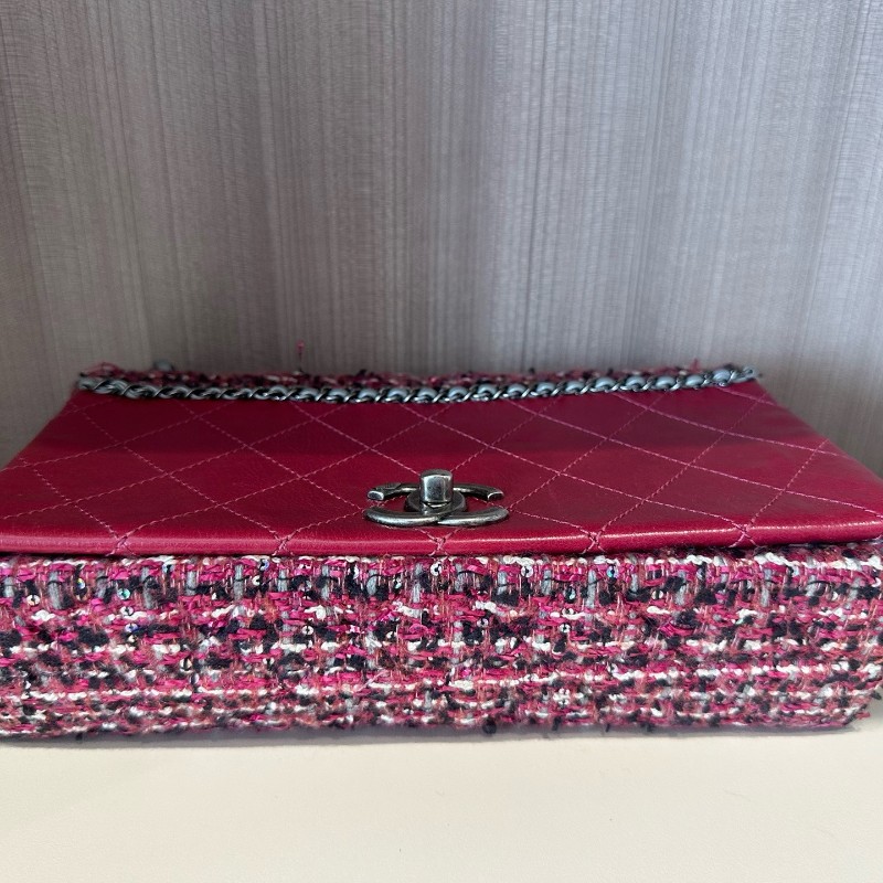 Chanel香奈兒 編織款 紅色肩背包 斜背包 底長25cm-8