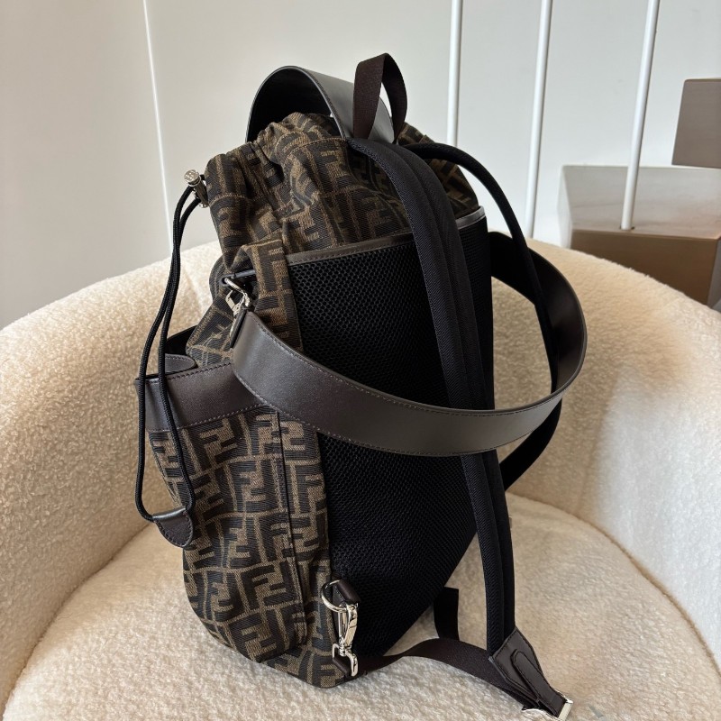 Fendi 男士大號棕黑色經典老花 後背包-2