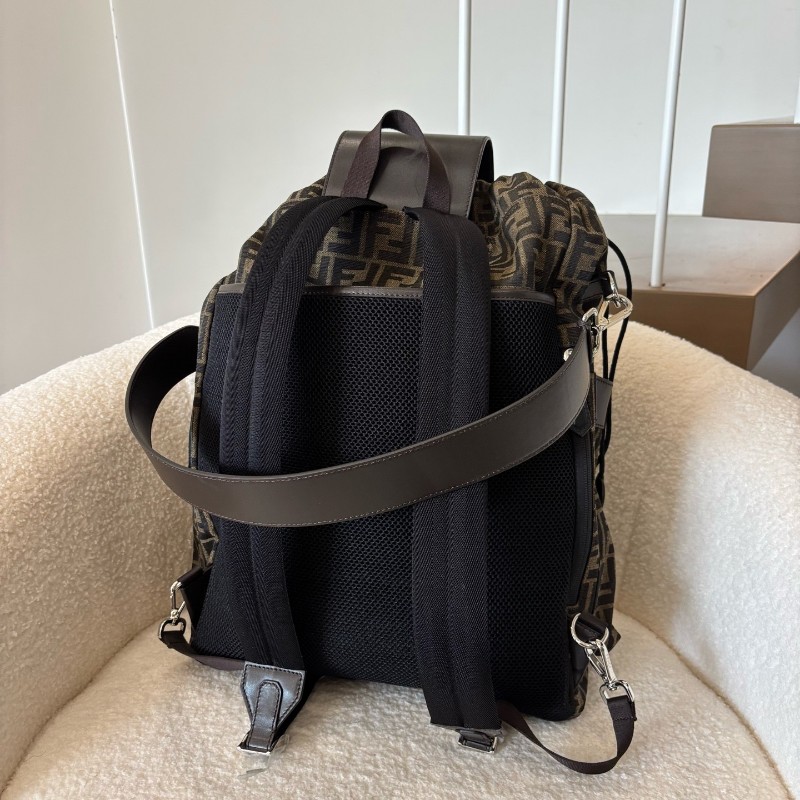 Fendi 男士大號棕黑色經典老花 後背包-4