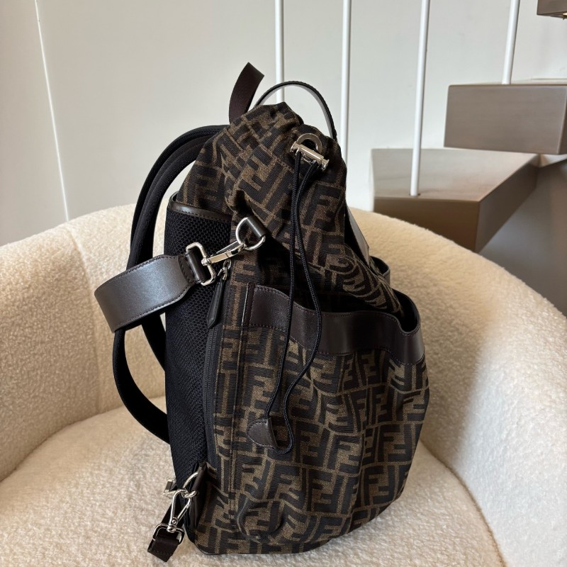 Fendi 男士大號棕黑色經典老花 後背包-6