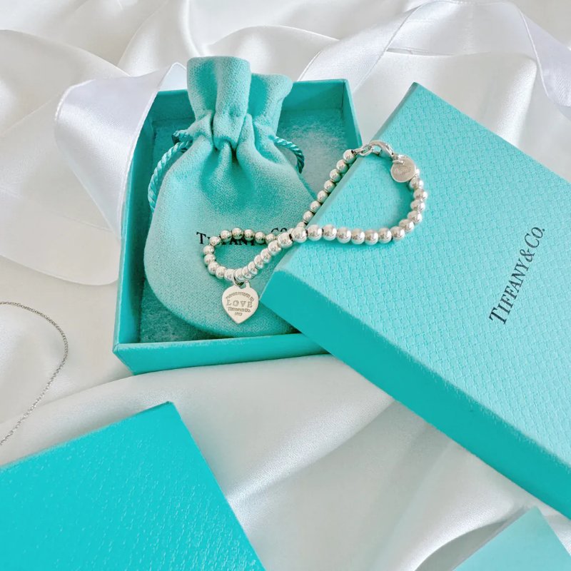 Tiffany Return to Tiffany Love Tiffany Blue 心形吊飾串珠純銀手鏈 925 Silver-0