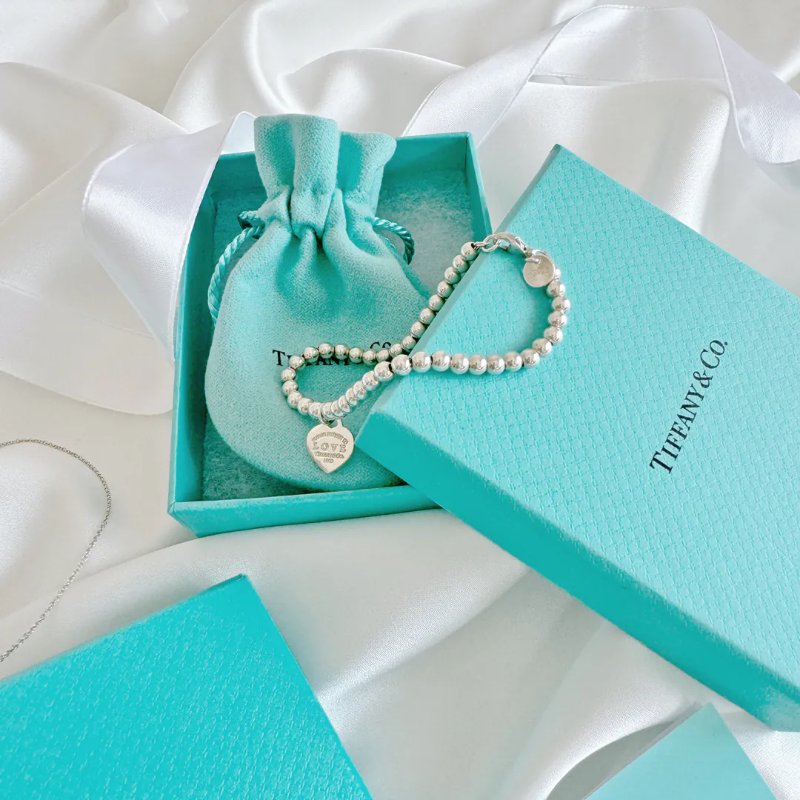 Tiffany Return to Tiffany Love Tiffany Blue 心形吊飾串珠純銀手鏈 925 Silver-1