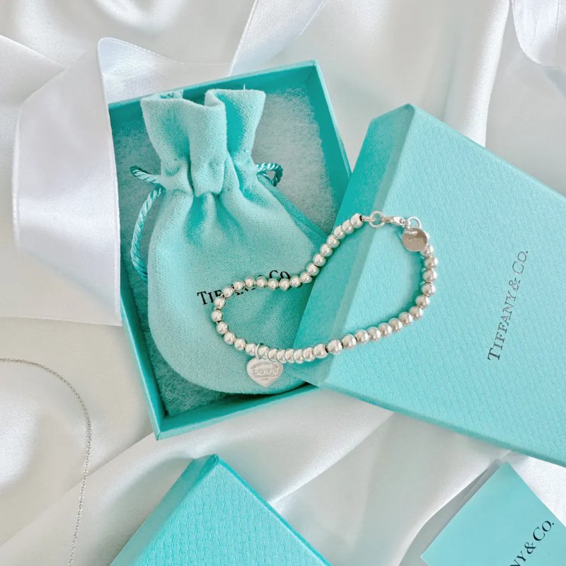 Tiffany Return to Tiffany Love Tiffany Blue 心形吊飾串珠純銀手鏈 925 Silver-2