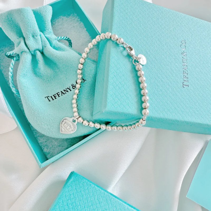 Tiffany Return to Tiffany Love Tiffany Blue 心形吊飾串珠純銀手鏈 925 Silver-4