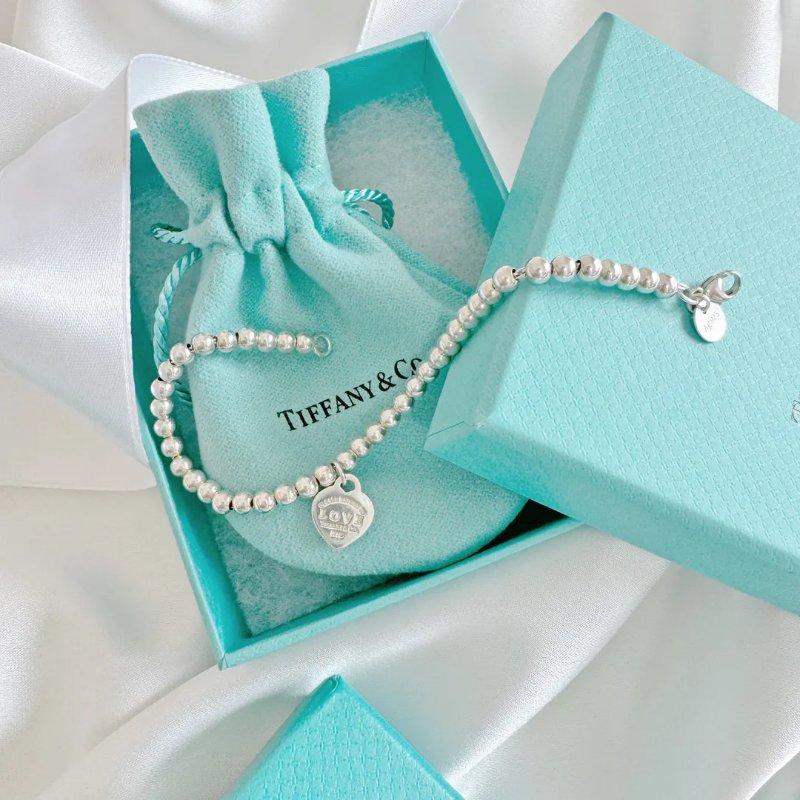Tiffany Return to Tiffany Love Tiffany Blue 心形吊飾串珠純銀手鏈 925 Silver-5