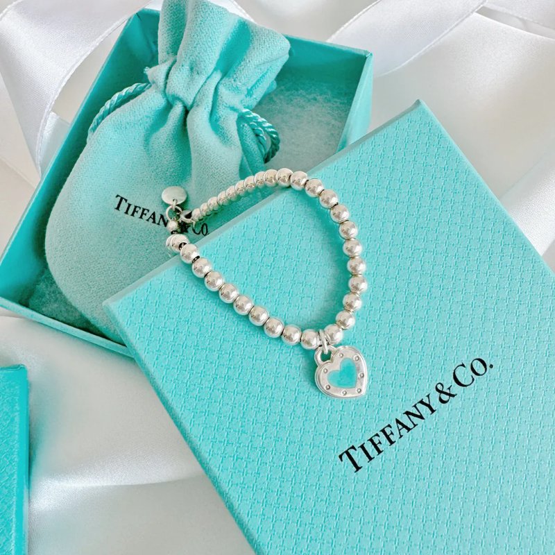 Tiffany Return to Tiffany Love Tiffany Blue 心形吊飾串珠純銀手鏈 925 Silver-8
