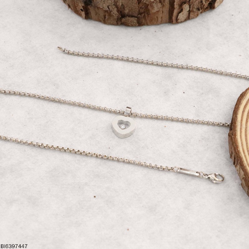 Chopard蕭邦 HAPPY DIAMONDS 18k白金單鑽愛心項鍊 43cm-0