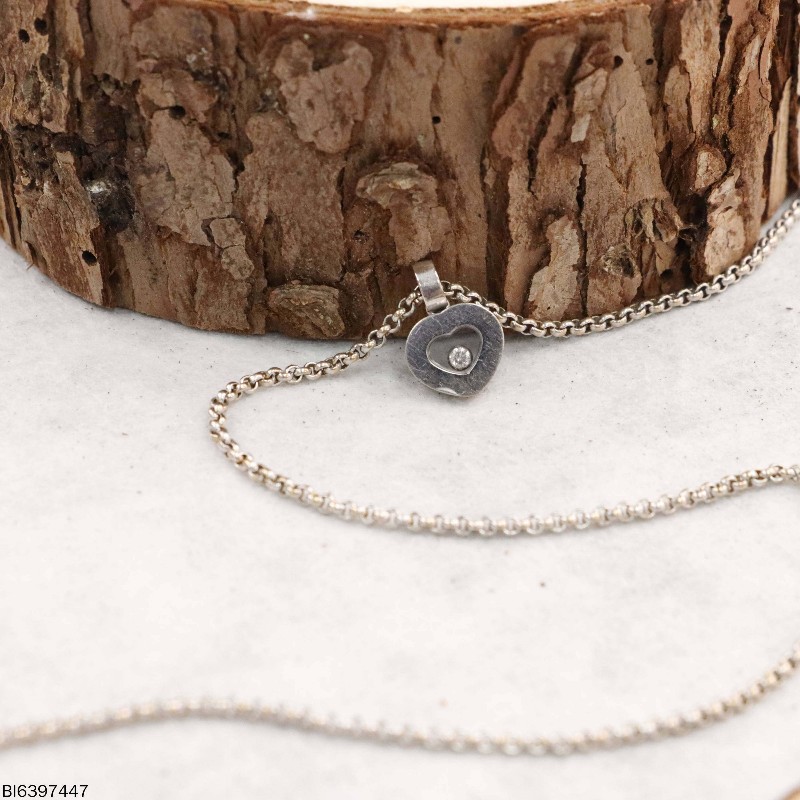 Chopard蕭邦 HAPPY DIAMONDS 18k白金單鑽愛心項鍊 43cm-1