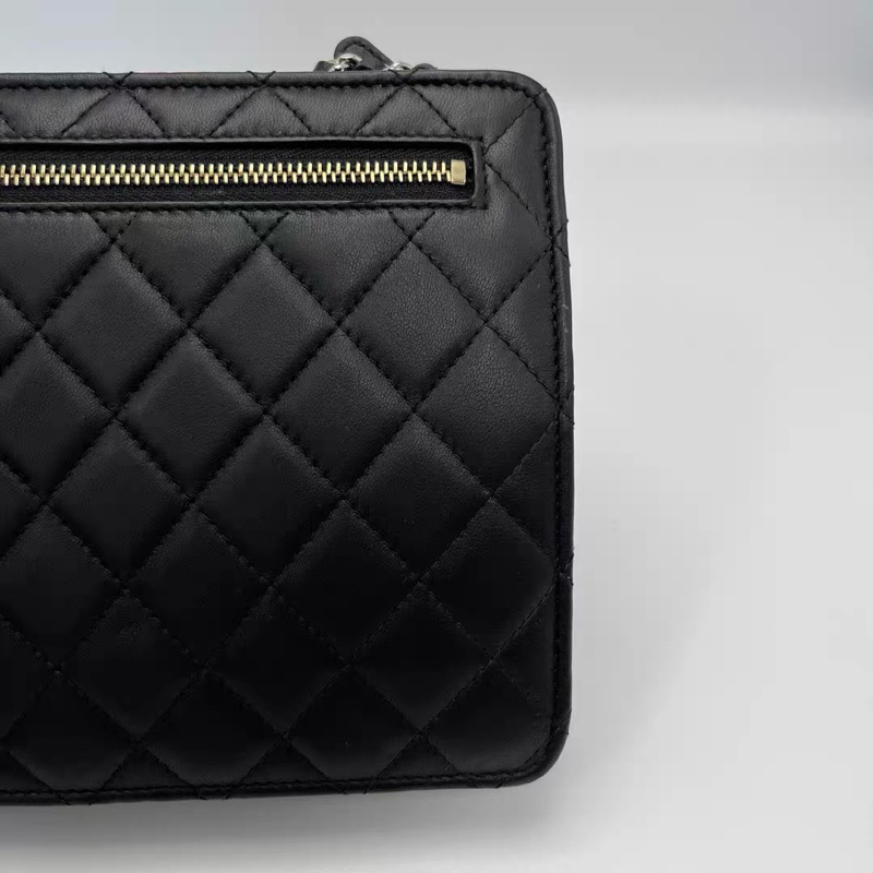 Chanel香奈兒黑色鴛鴦扣鏈條包 肩背包 斜背包 27開-9