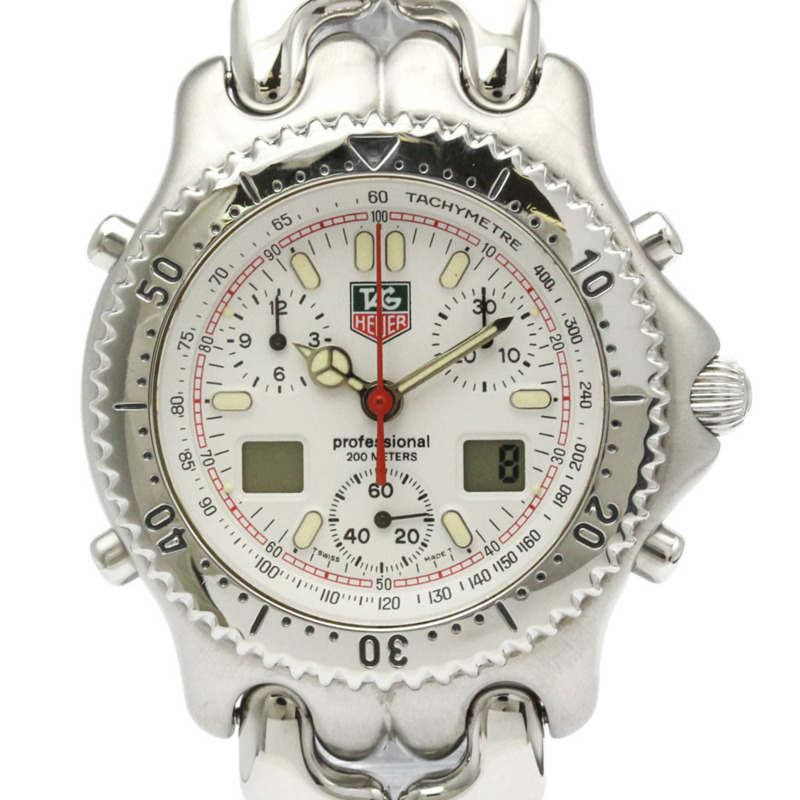 泰格豪雅 Sel 計時碼錶 200 公尺鋼質石英男式手錶 CG1111 拋光-0