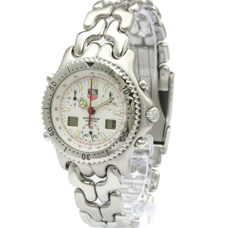 泰格豪雅 Sel 計時碼錶 200 公尺鋼質石英男式手錶 CG1111 拋光-1