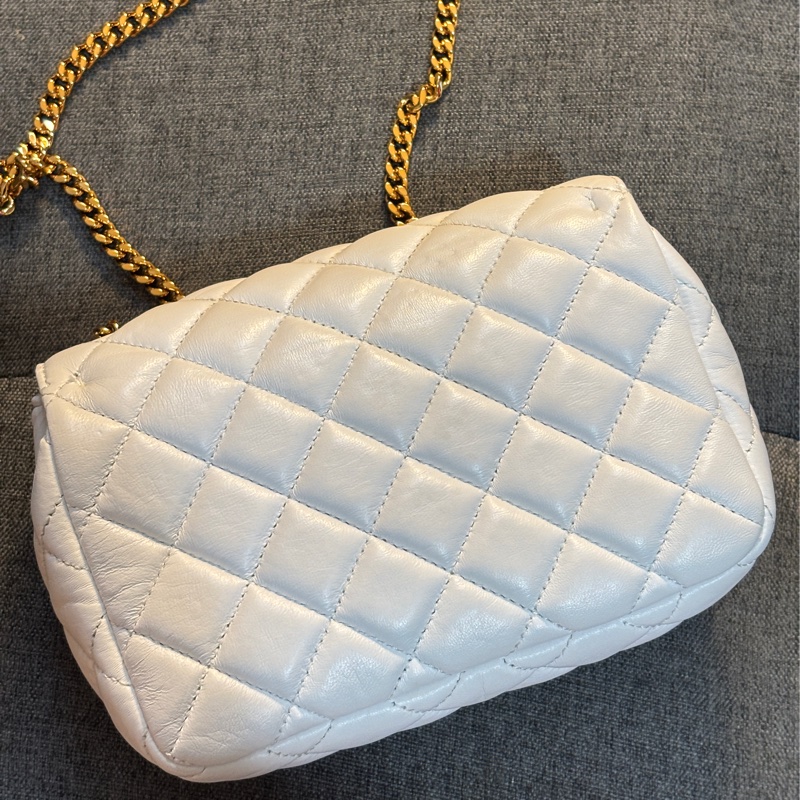 VERSACE 白色金鏈包 肩包側背小包-7