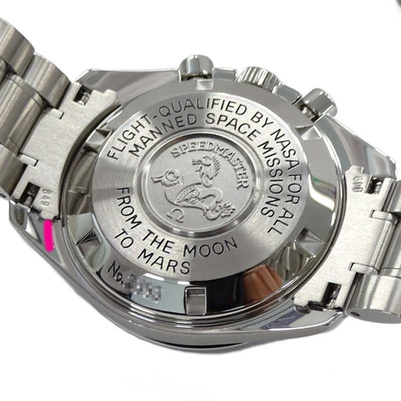 歐米茄超霸系列從月球到火星 3577.50 男士計時腕錶,手動上鍊,不銹鋼,銀色/黑色,已檢修和拋光-7