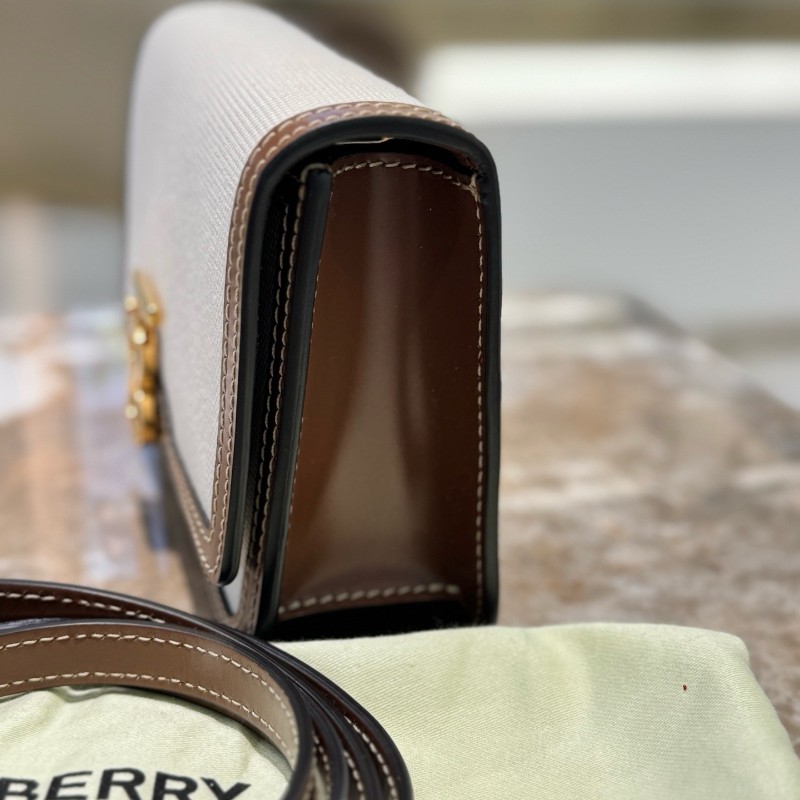 Burberry 帆布拼皮郵差小號 肩背包 斜背包-1