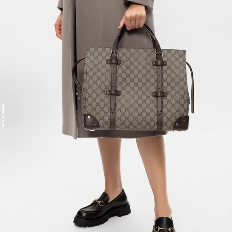 極新🆕Gucci 古馳 雙G老花滿印 多功能托特包 手提包 電腦公事包 差旅包-0