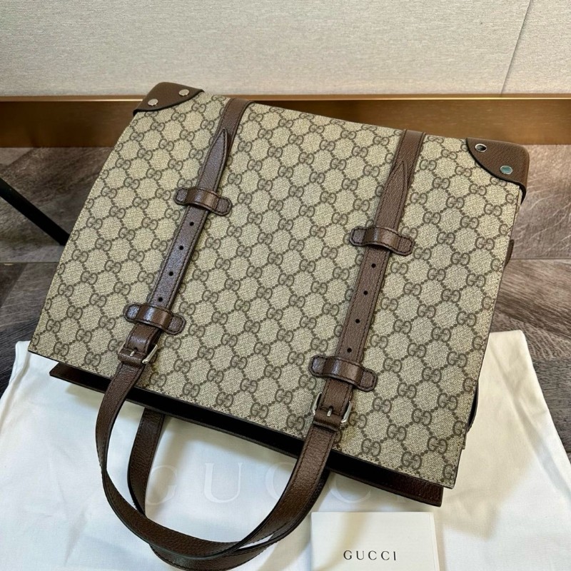 極新🆕Gucci 古馳 雙G老花滿印 多功能托特包 手提包 電腦公事包 差旅包-5