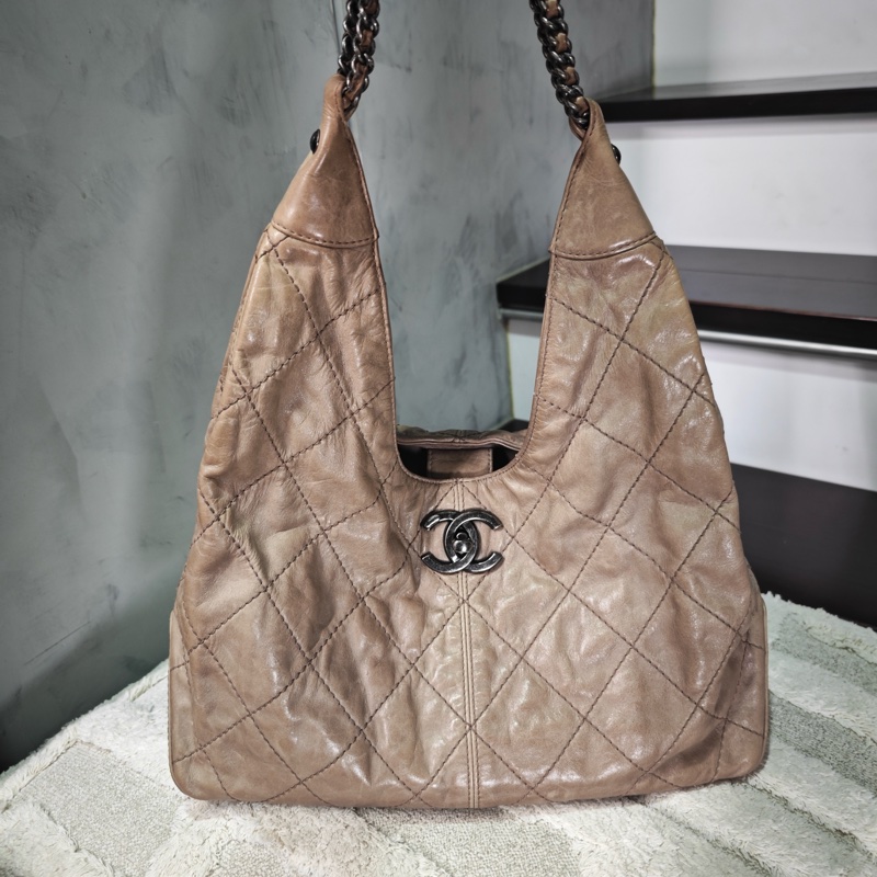 Chanel 油蠟牛皮 hobo 機場托特包-3