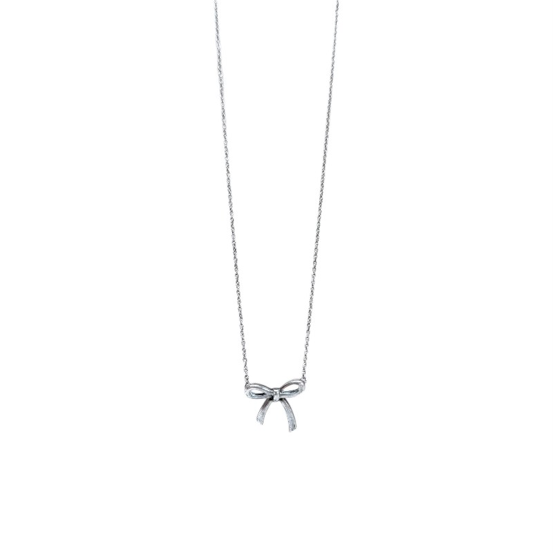 Tiffany & CO. 蝴蝶結吊墜項鍊 鏈長43cm 925銀 🈶包裝盒-0
