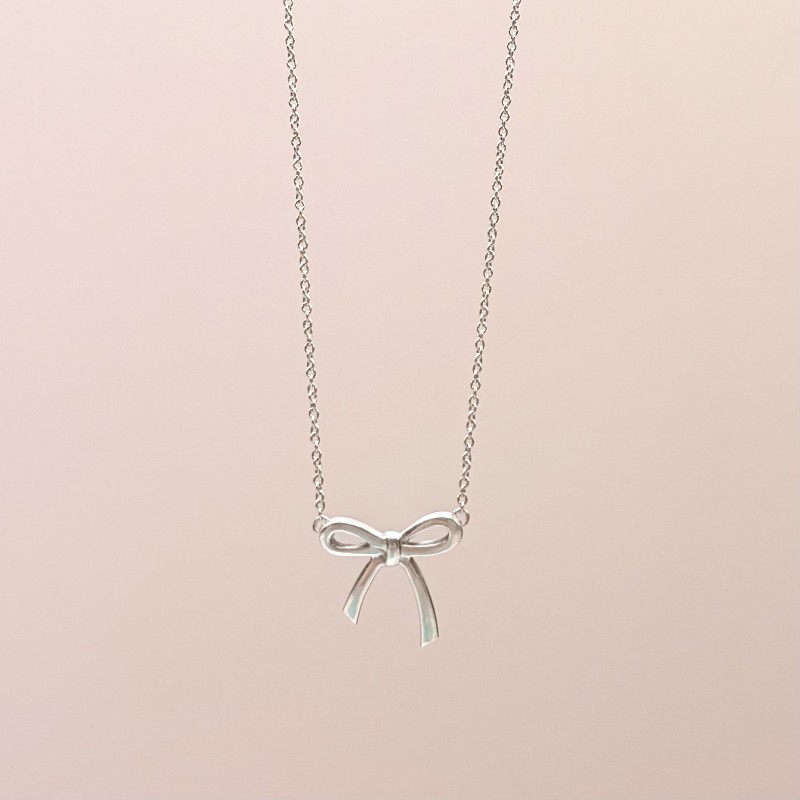 Tiffany & CO. 蝴蝶結吊墜項鍊 鏈長43cm 925銀 🈶包裝盒-2