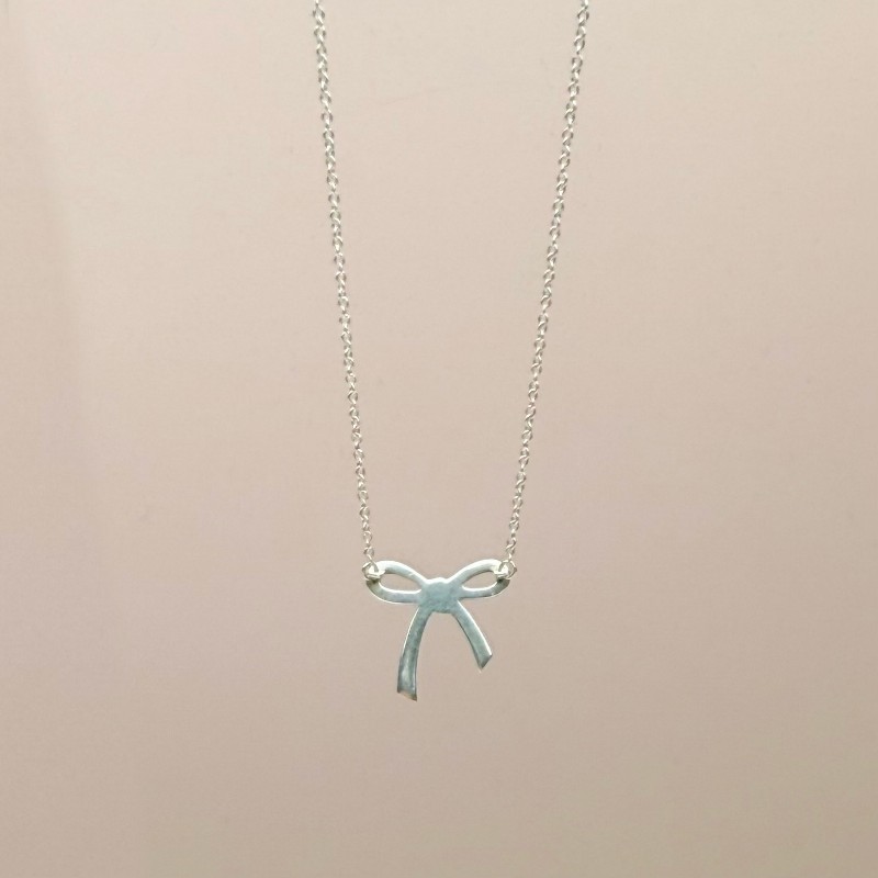 Tiffany & CO. 蝴蝶結吊墜項鍊 鏈長43cm 925銀 🈶包裝盒-3